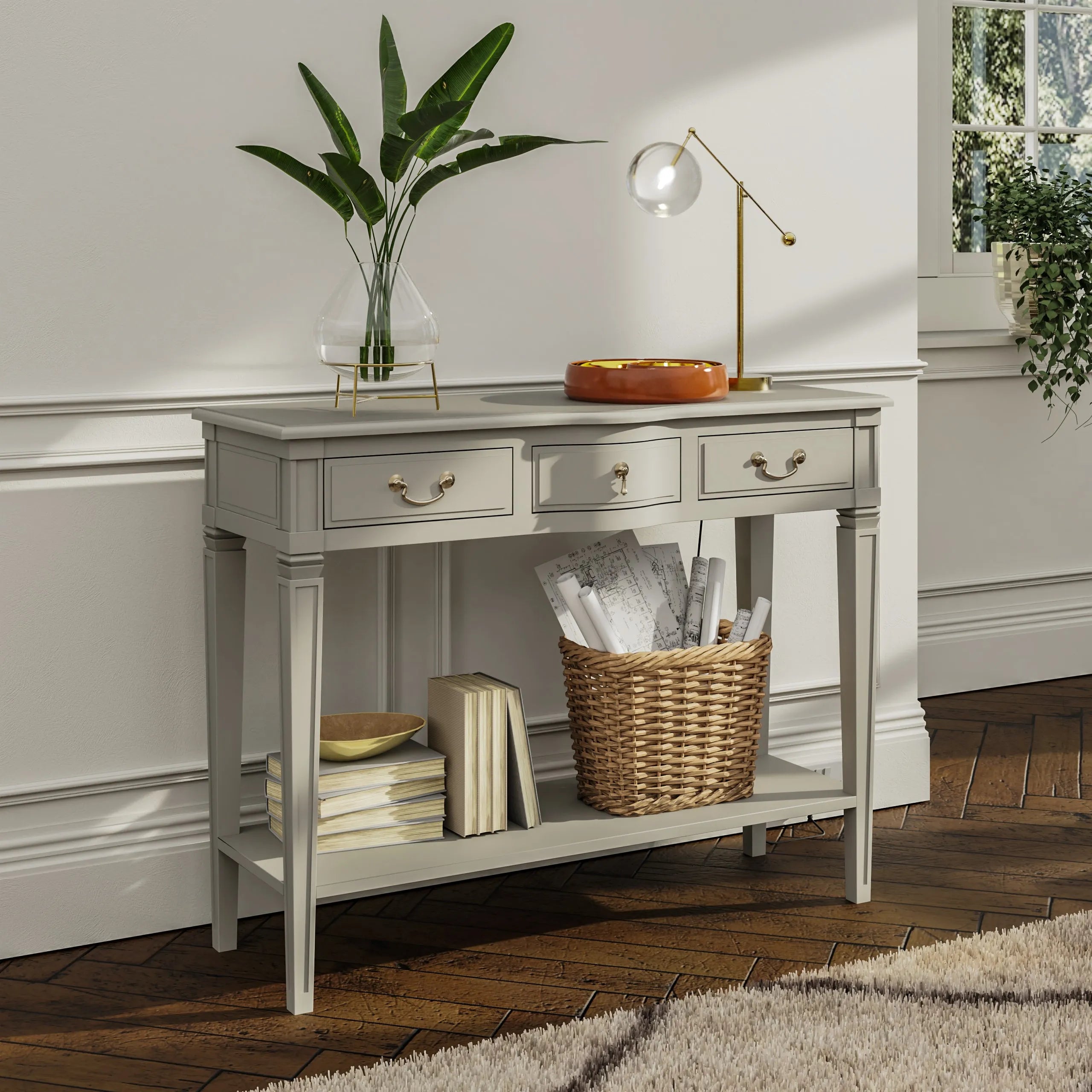 Anna Double Console with Shelf – Painted