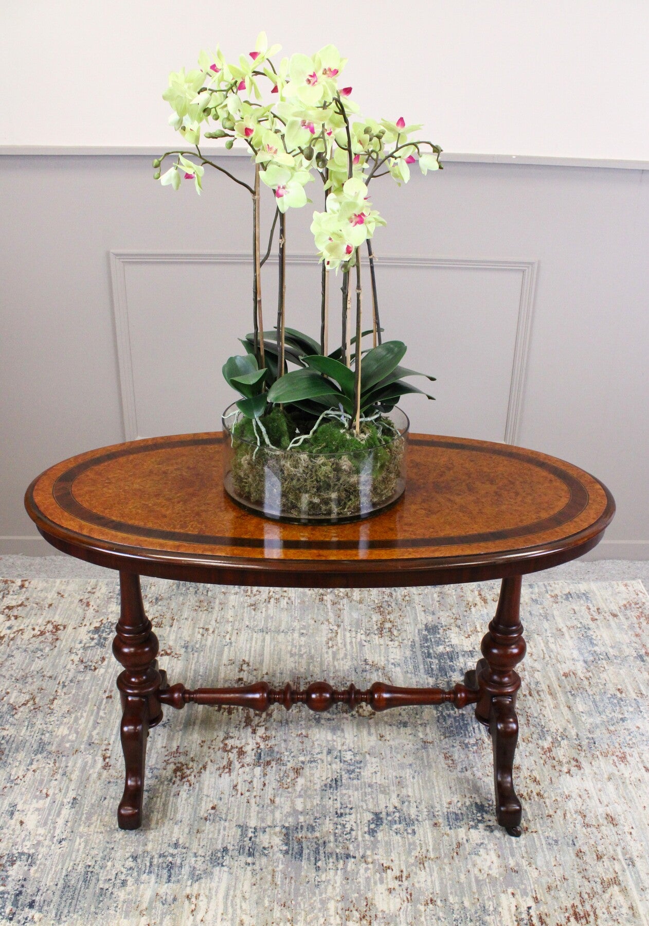 Victorian Burr Walnut and Rosewood Centre Table
