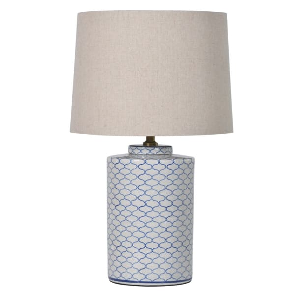 Cerulean Elegance Crackle Lamp with Shade