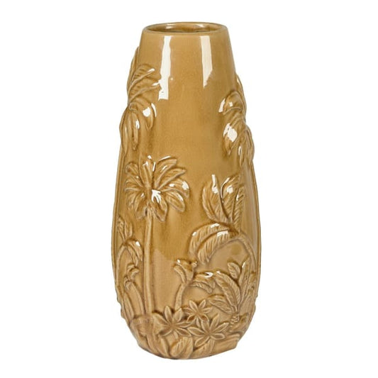 Large Mustard Tropical Vase