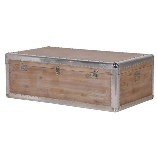 Regal Elegance Studded Trunk Coffee Table with Silver Trim