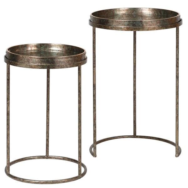 Fernhaven Mirrored Botanical Tray Tables - Set of 2