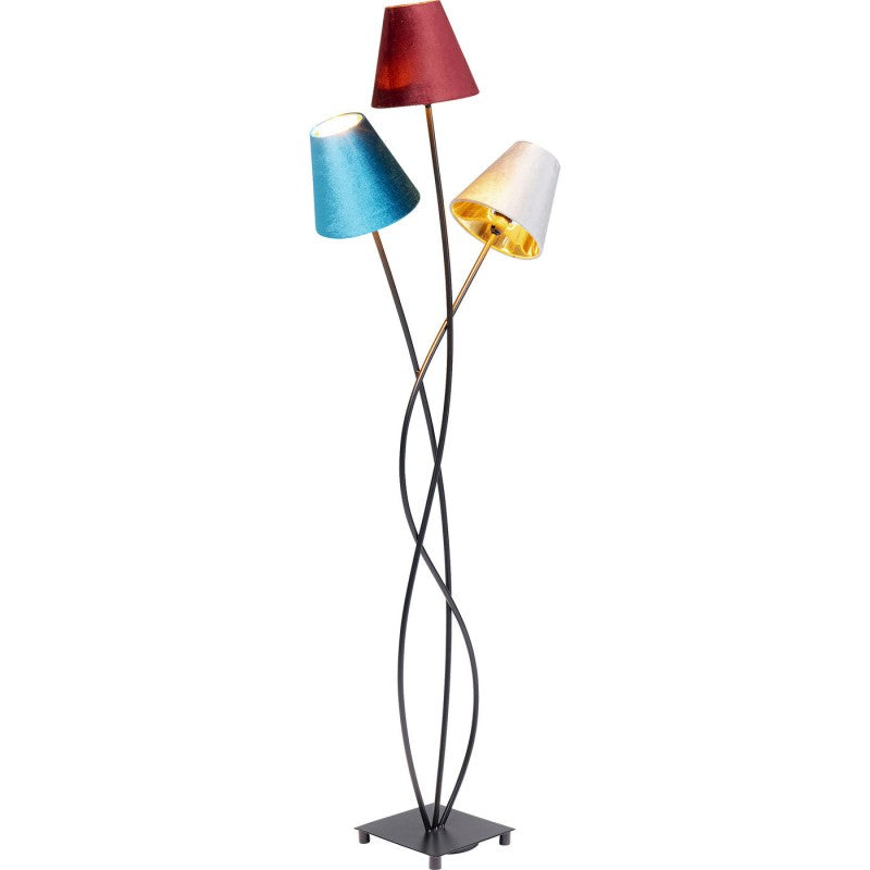 Floor Lamp Flexible Velvet Schwarz