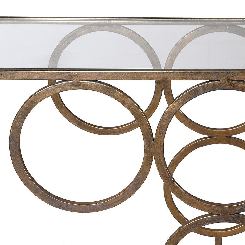 Gold Linked Circles Console Table