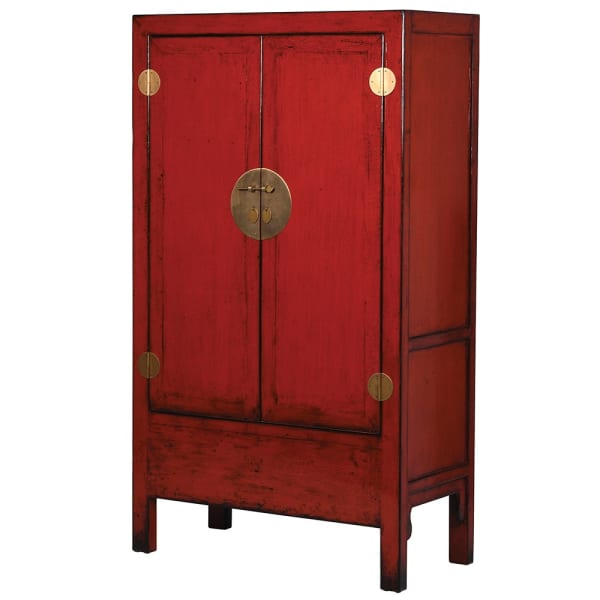 Nanjing Tall Red Cabinet Lacquered Pine