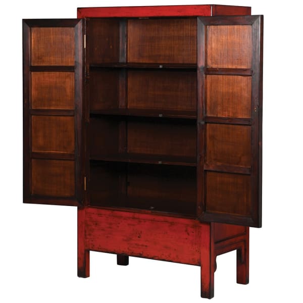 Nanjing Tall Red Cabinet Lacquered Pine