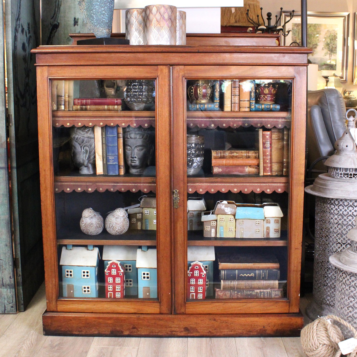 Victorian Walnut Glazed Bookcase