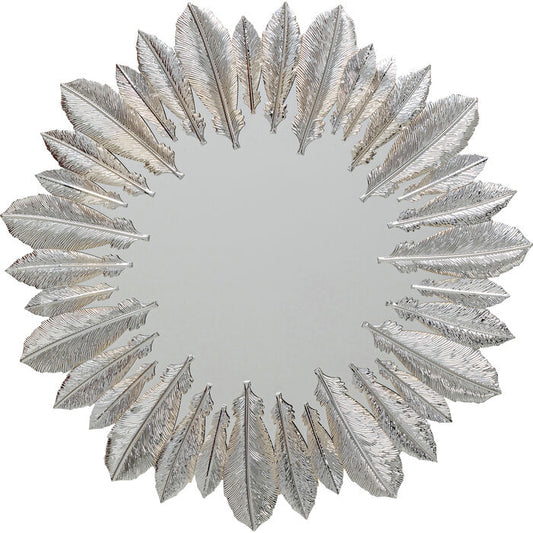 Wall Mirror Feather Dress Silver 49cm