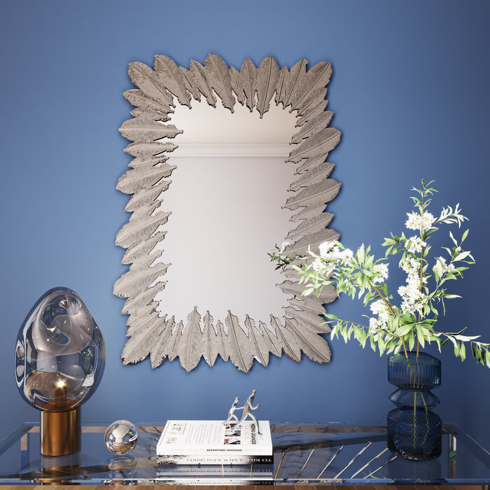 Wall Mirror Feather Dress Silver 49 x 69cm