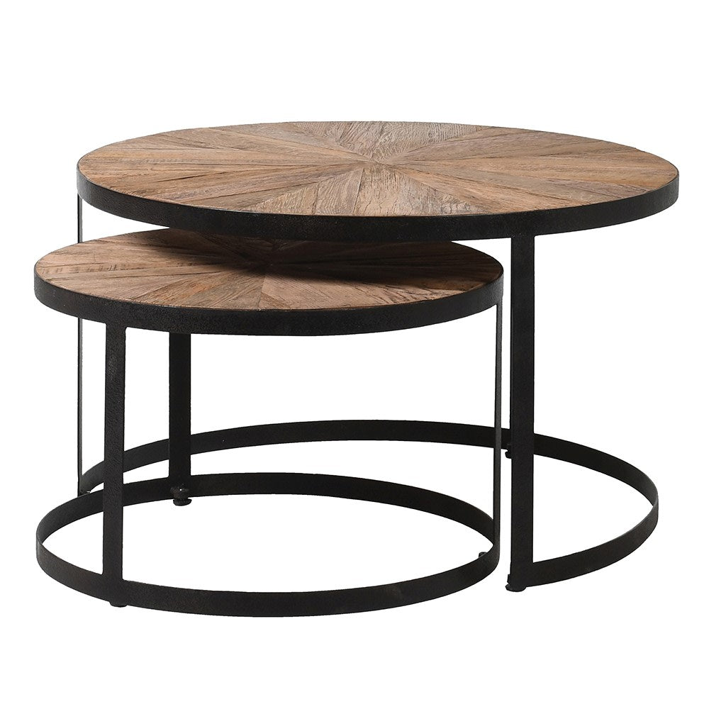 Heritage Round Reclaimed Oak Coffee Tables Set