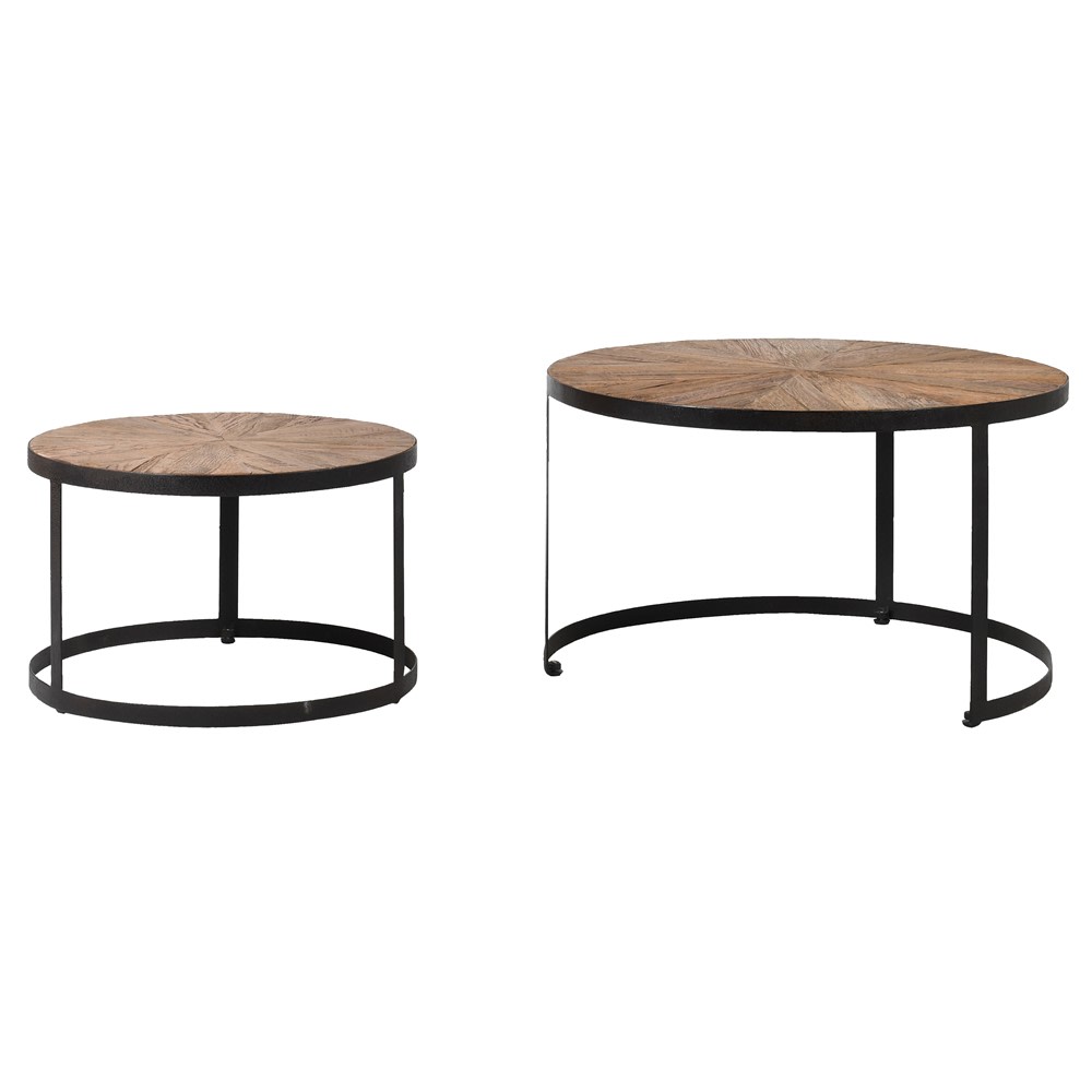 Heritage Round Reclaimed Oak Coffee Tables Set