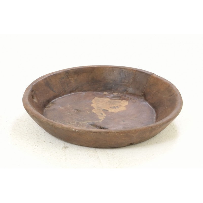 Antique Round Wooden Bowl