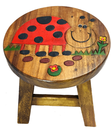 Childrens Handmade Wooden Stool -Ladybird