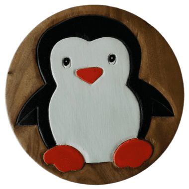 Childrens Handmade Wooden Stool -Penguin