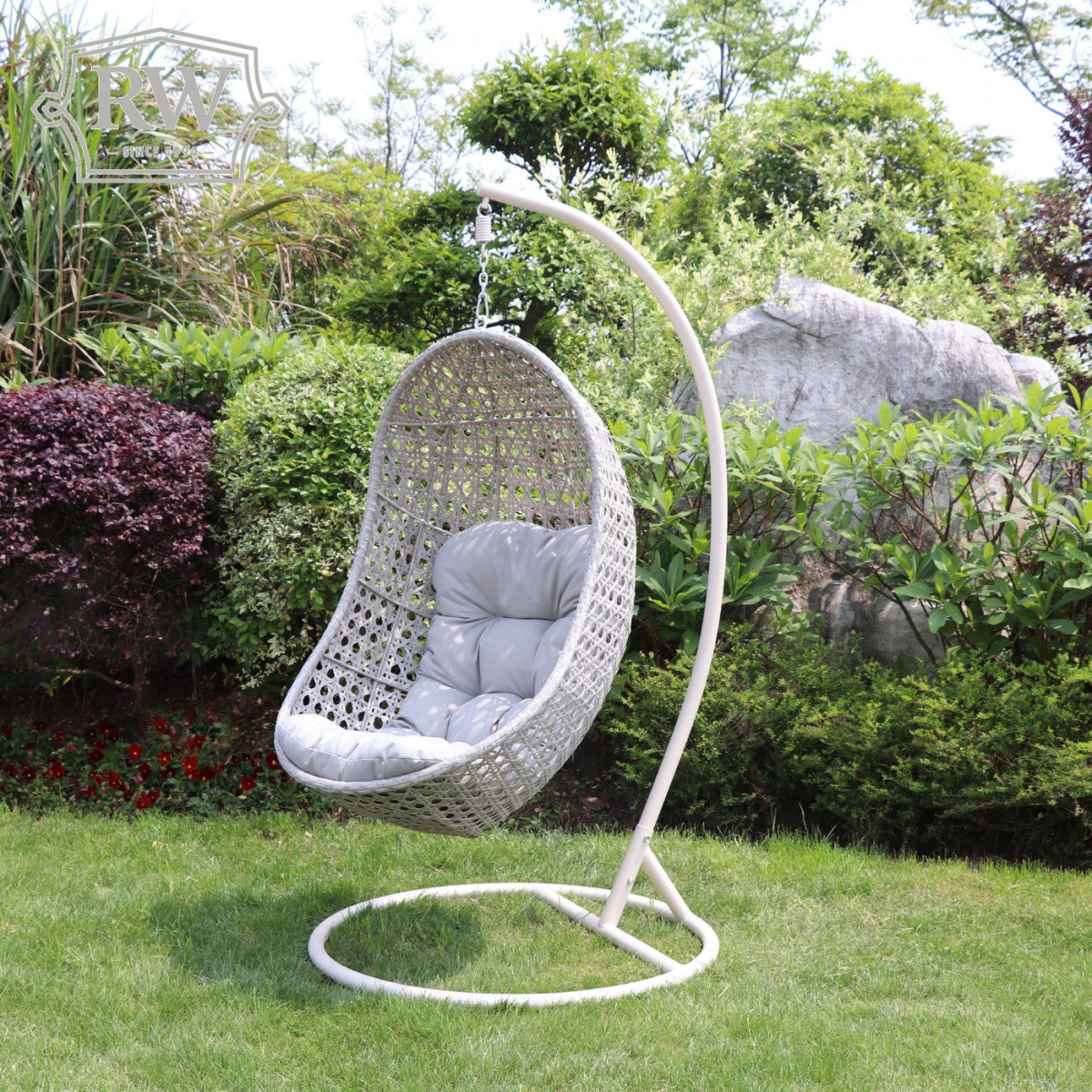 Portofino - Single Pod Hanging Chair (Light Grey)